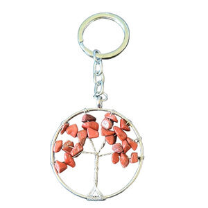 Red Jasper Stone Tree of Life Keychain